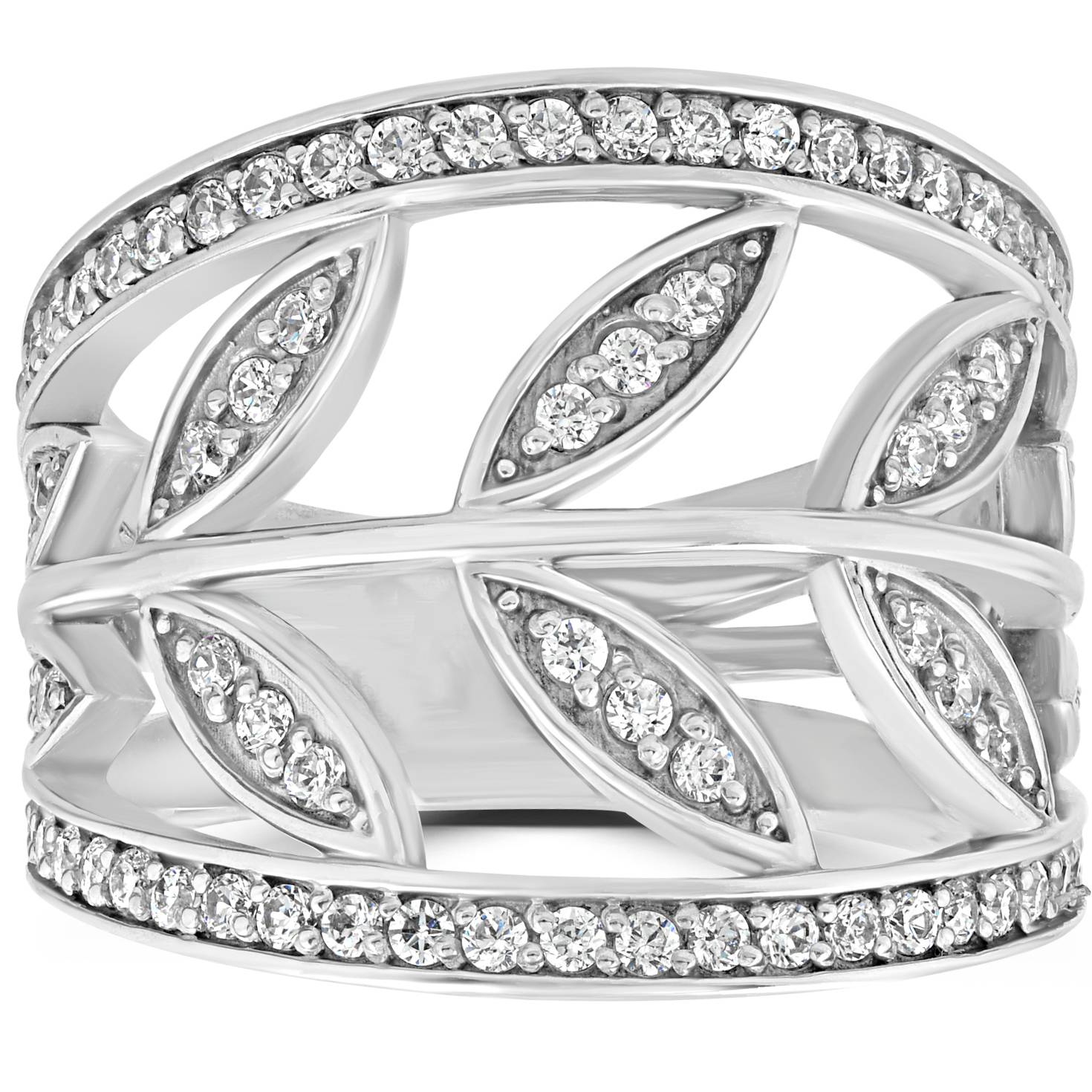 1CT Diamond Floral Knuckle Ring 14K White Gold Size Selectable
