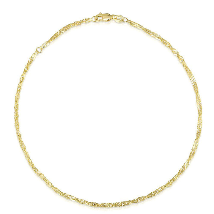 Singapore Chain Ankle Bracelet in 14K Yellow Gold