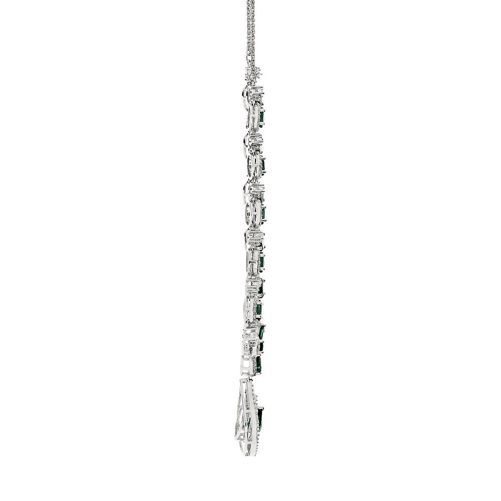 Lab Created Emerald & White Sapphire Necklace in Sterling Silver