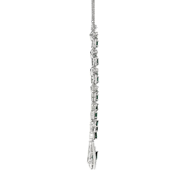 Lab Created Emerald & White Sapphire Necklace in Sterling Silver