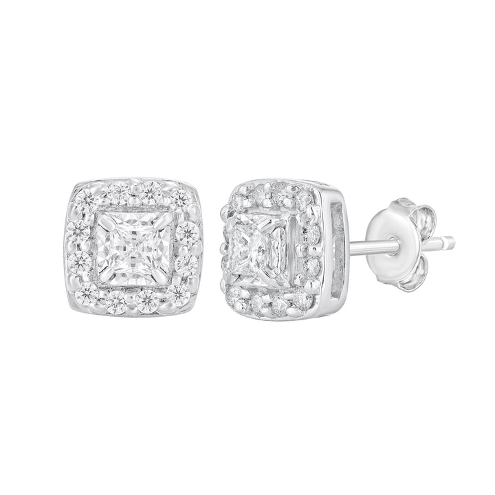 1/2 ct. tw. Diamond Halo Stud Earrings in 10K White Gold