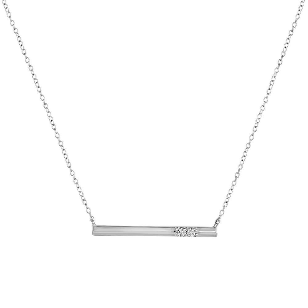 Diamond Two-Stone Bar Necklace in Sterling Silver