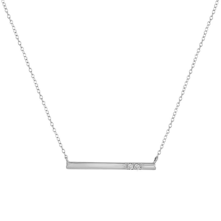Diamond Two-Stone Bar Necklace in Sterling Silver