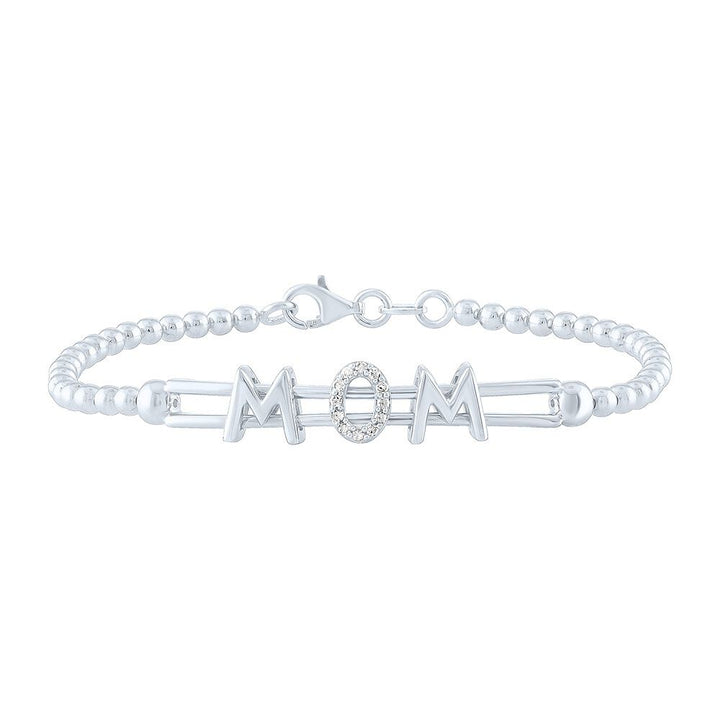 Diamond MOM Beaded Bracelet in Sterling Silver (1/10 ct. tw.)