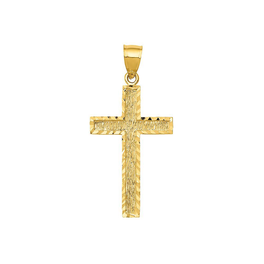 Diamond Cut Cross Charm in 14K Yellow Gold