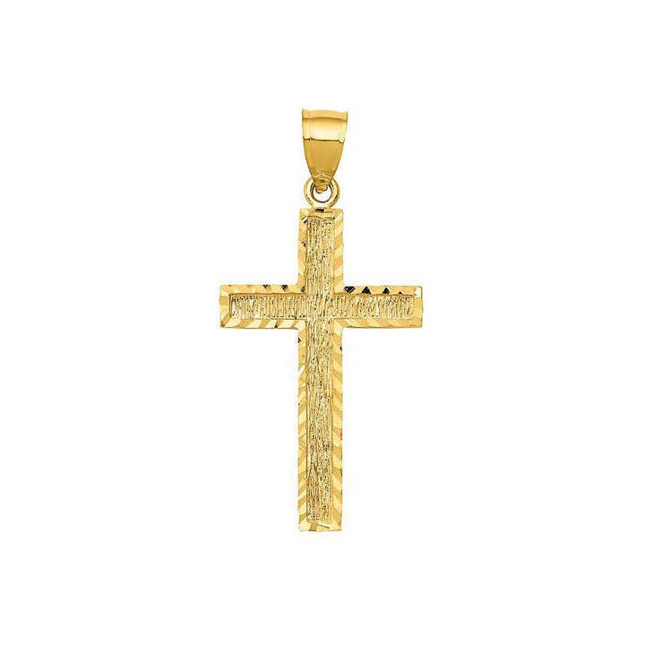 Diamond Cut Cross Charm in 14K Yellow Gold