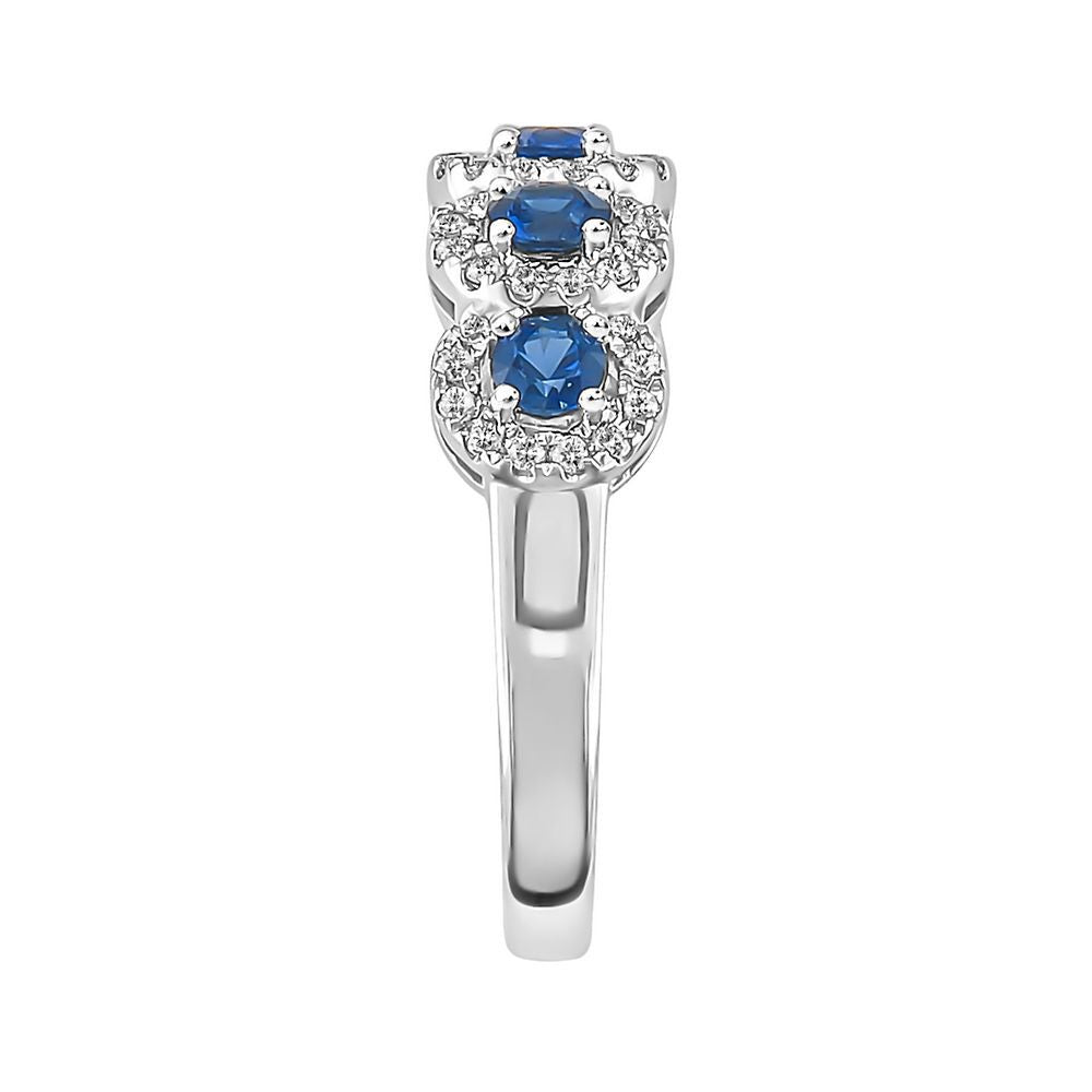 Blue Sapphire & 1/3 ct. tw. Diamond Ring in 14K White Gold
