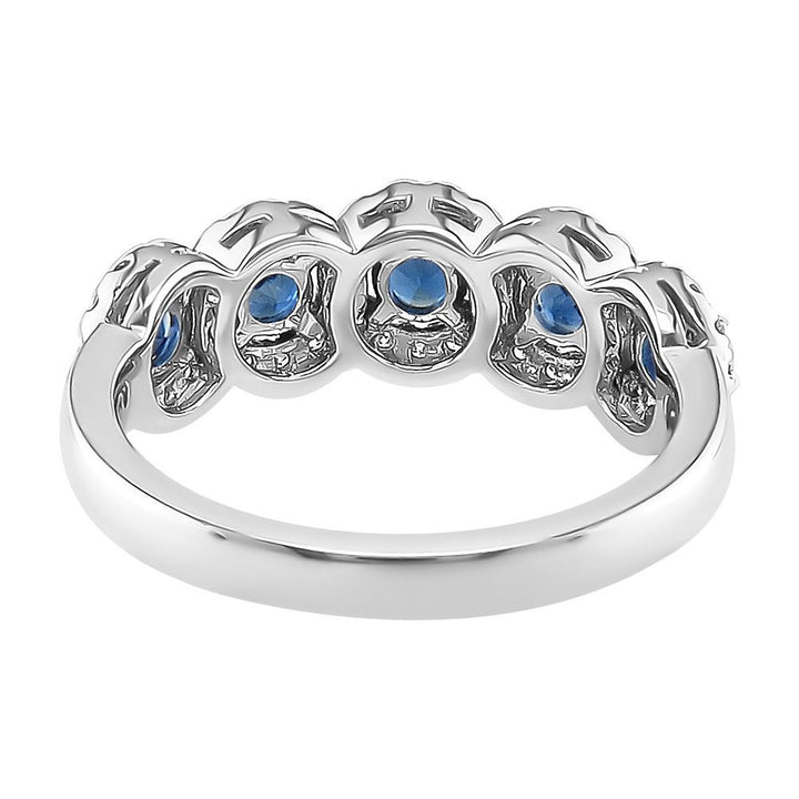 Blue Sapphire & 1/3 ct. tw. Diamond Ring in 14K White Gold