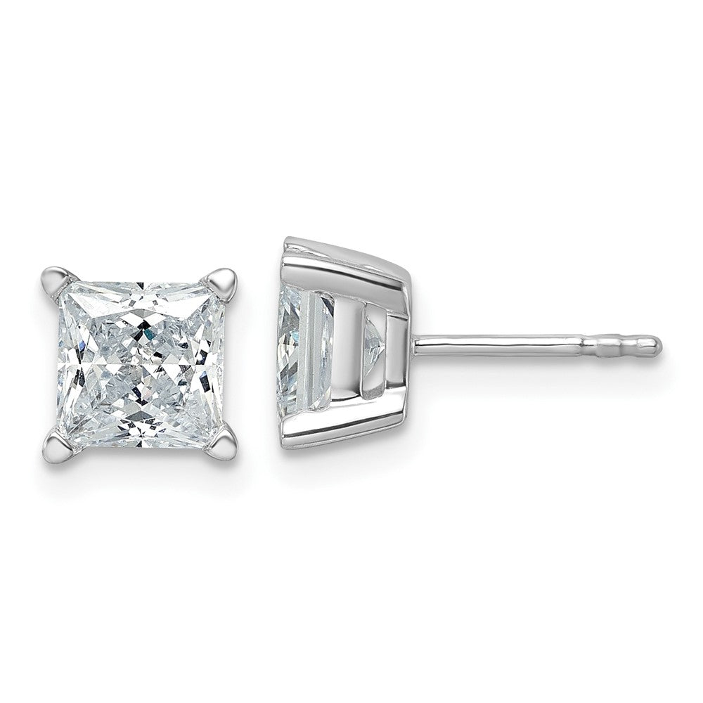 14k White Gold 3 CT Princess Lab Grown Diamond Stud Earrings VS Clarity D-E Color