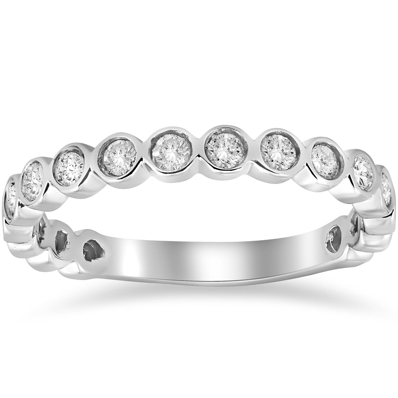 1/2 CT Bezel Stackable Diamond Ring 14K White Gold
