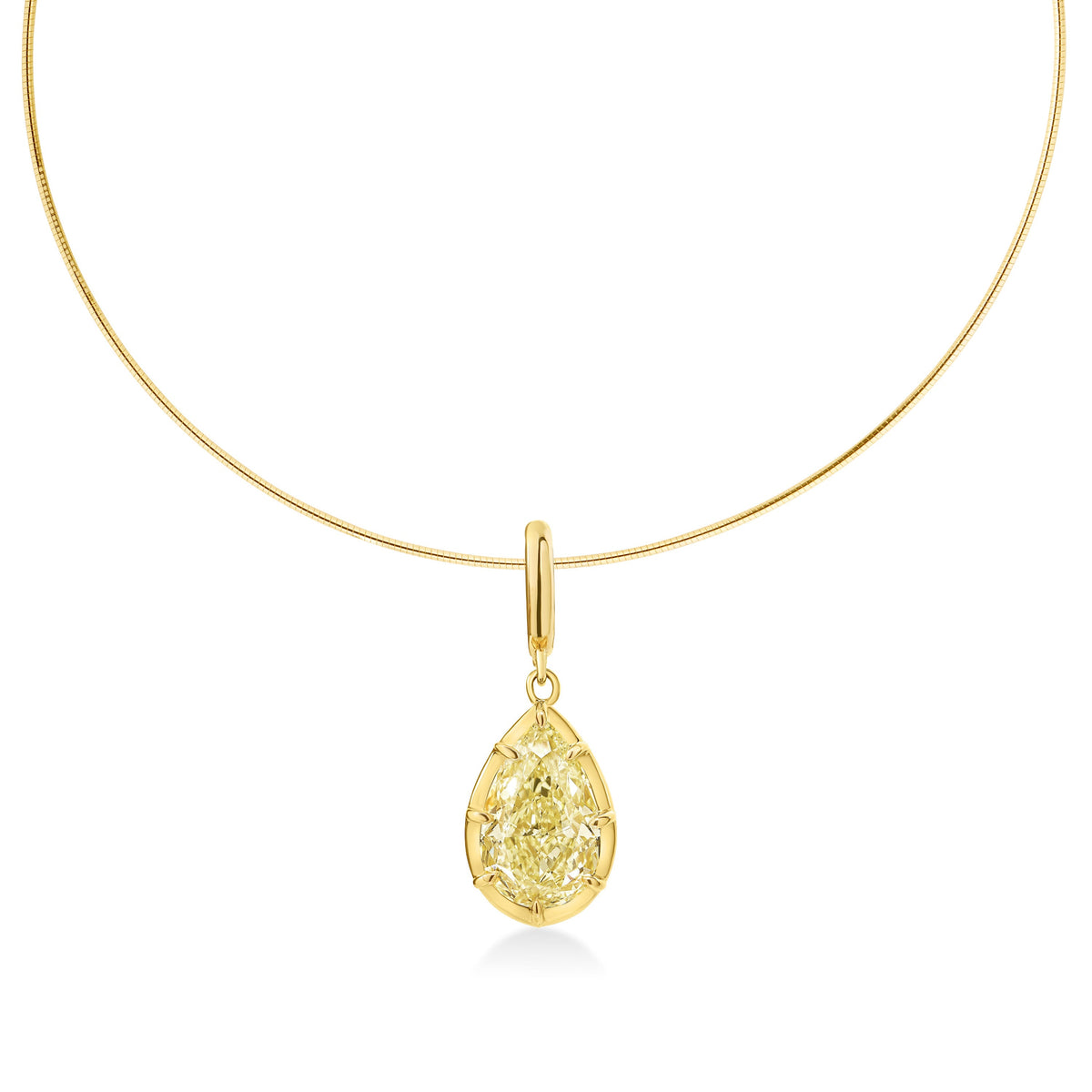 Georgian Pear Yellow Lab Diamond Omega Necklace