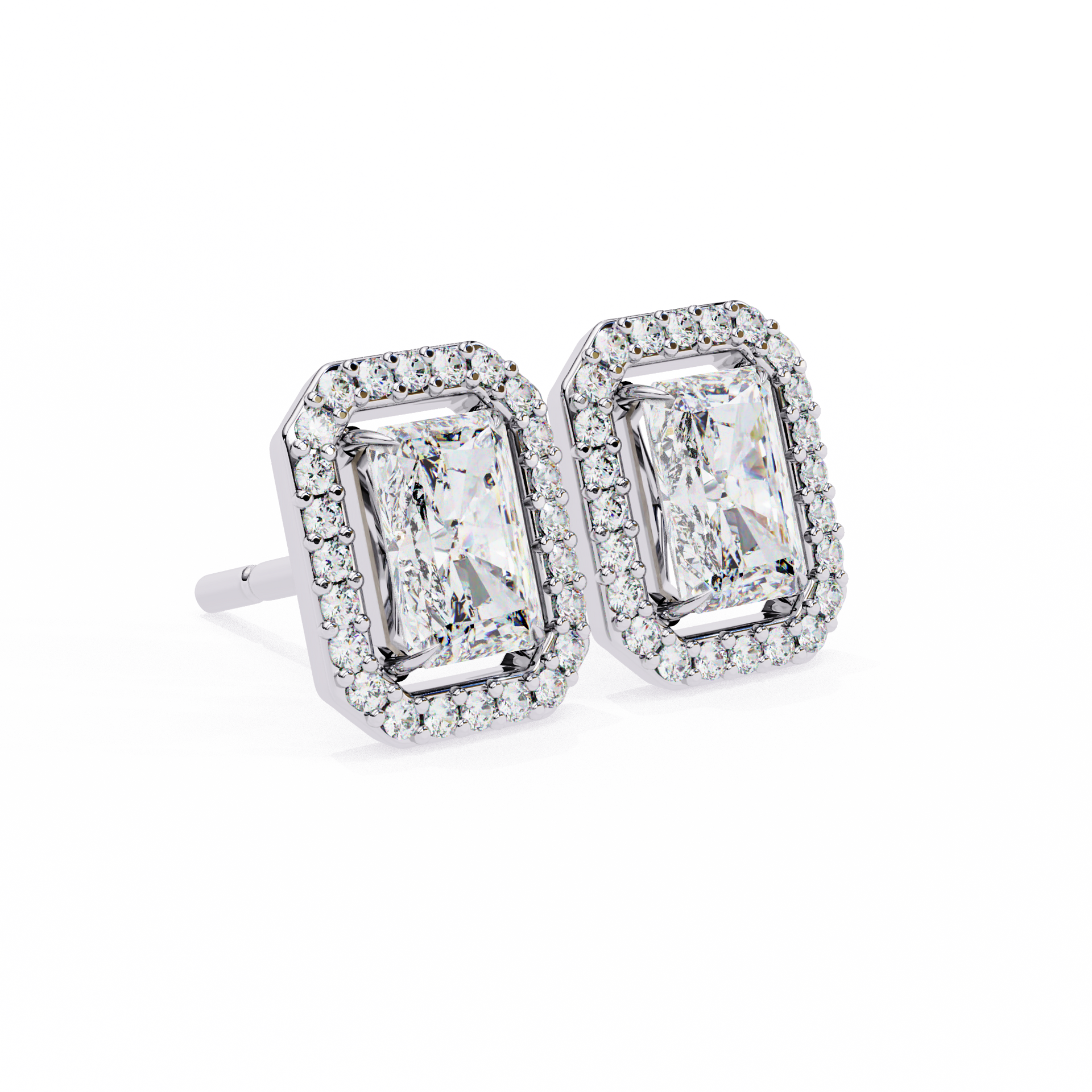 Radiant-Cut Lab-grown Diamond Vintage Studs in 10K White Gold