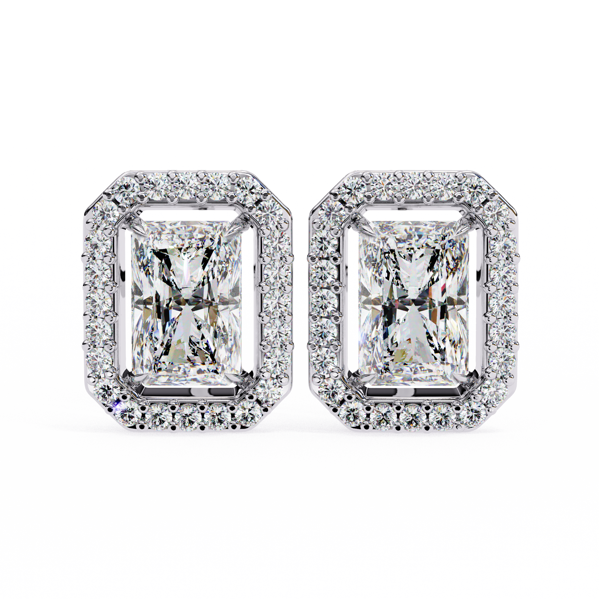Radiant-Cut Lab-grown Diamond Vintage Studs in 10K White Gold