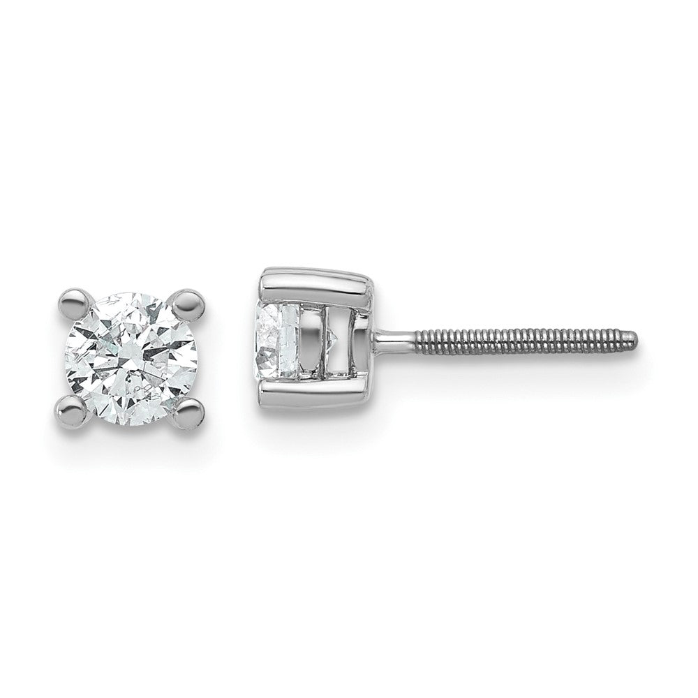 14k White Gold 2/3 CT Round Lab Grown Diamond Stud Earrings Screw Back VS Clarity D-E Color