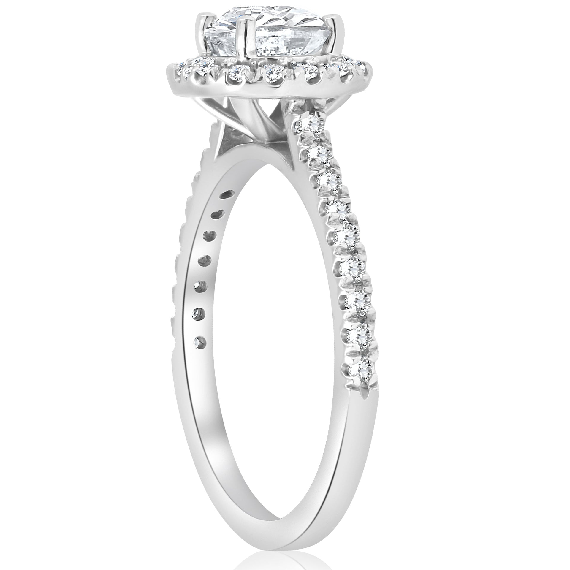 1 ct Round Diamond Halo Engagement Ring 14k White Gold