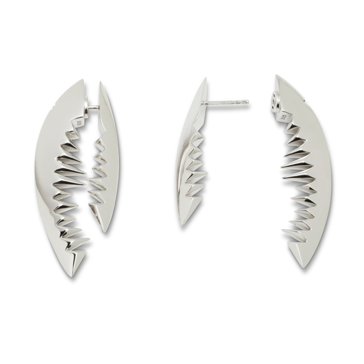 Shark Bite Silver Earrings