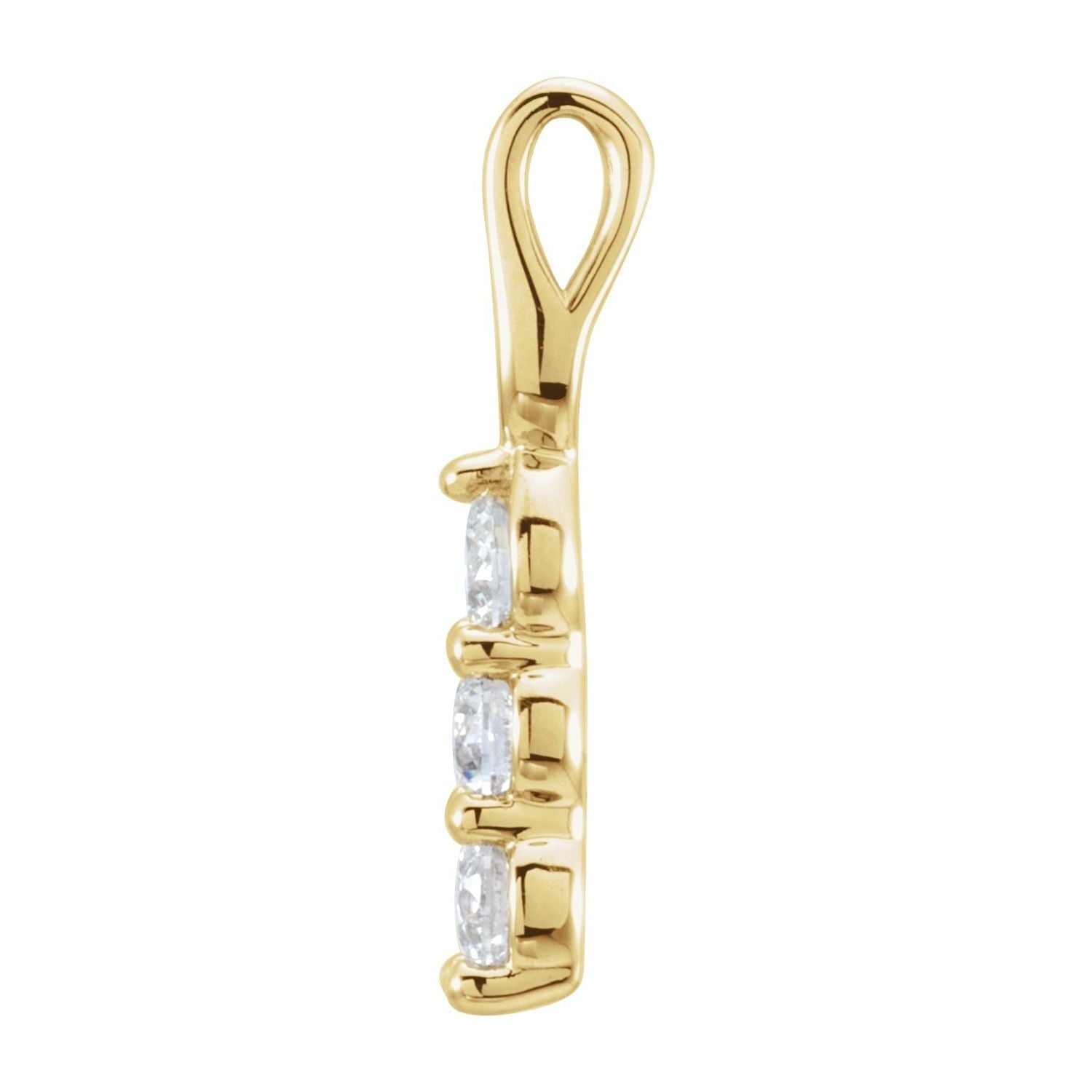 14k Gold 1/4ct Lab-grown Diamond Three-stone Pendant