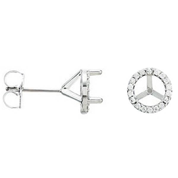 Women's Diamond Halo Martini Stud Jacket Settings 14K White Gold (4-4.5mm)