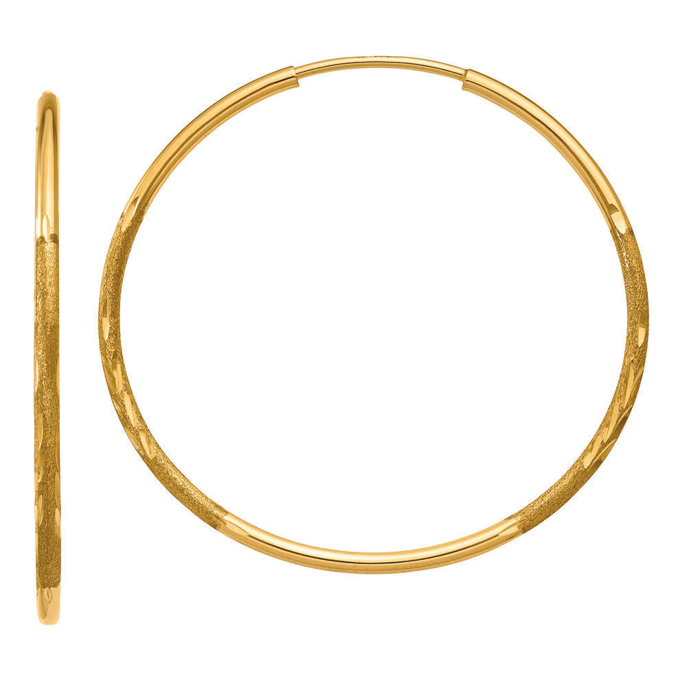 Diamond Cut Hoop Earrings in 14K Yellow Gold