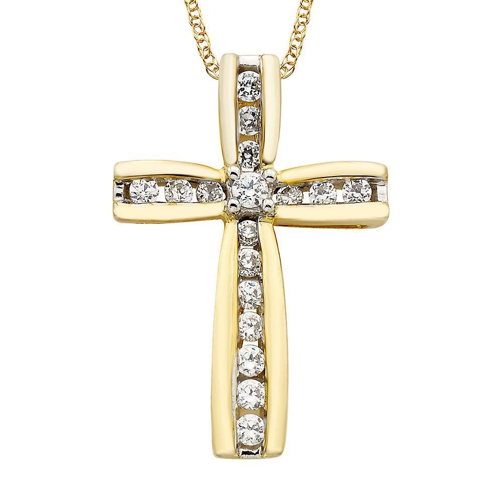 1/4 ct. tw. Diamond Cross Pendant in 10K Yellow Gold