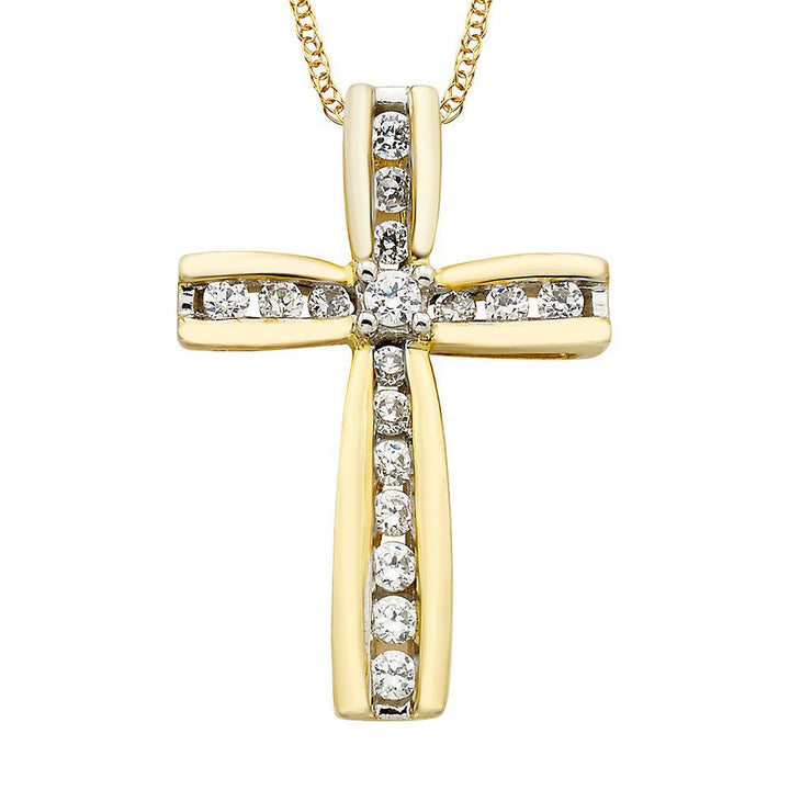 1/4 ct. tw. Diamond Cross Pendant in 10K Yellow Gold