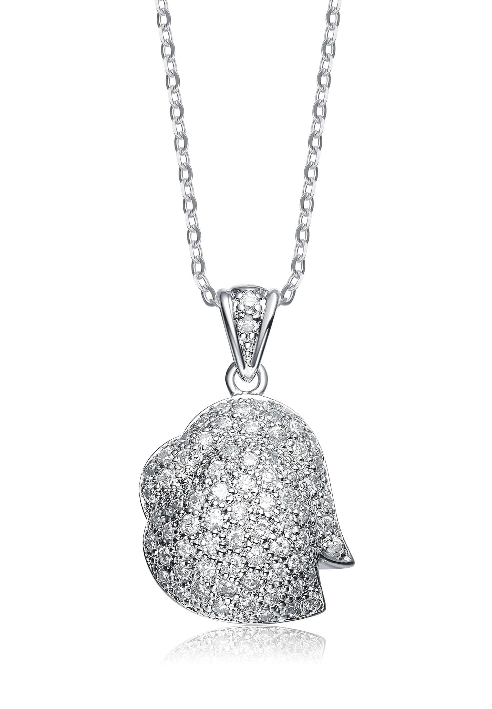 Sterling Silver Cubic Zirconia Dangling Pendant Necklace