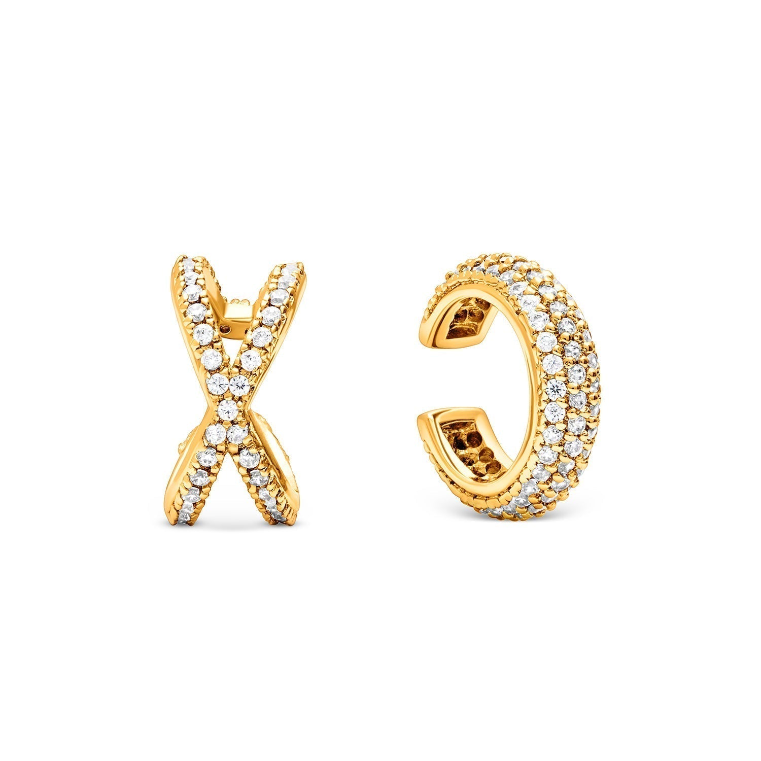 Spotlight Pavé Ear Cuff Stack (Gold)