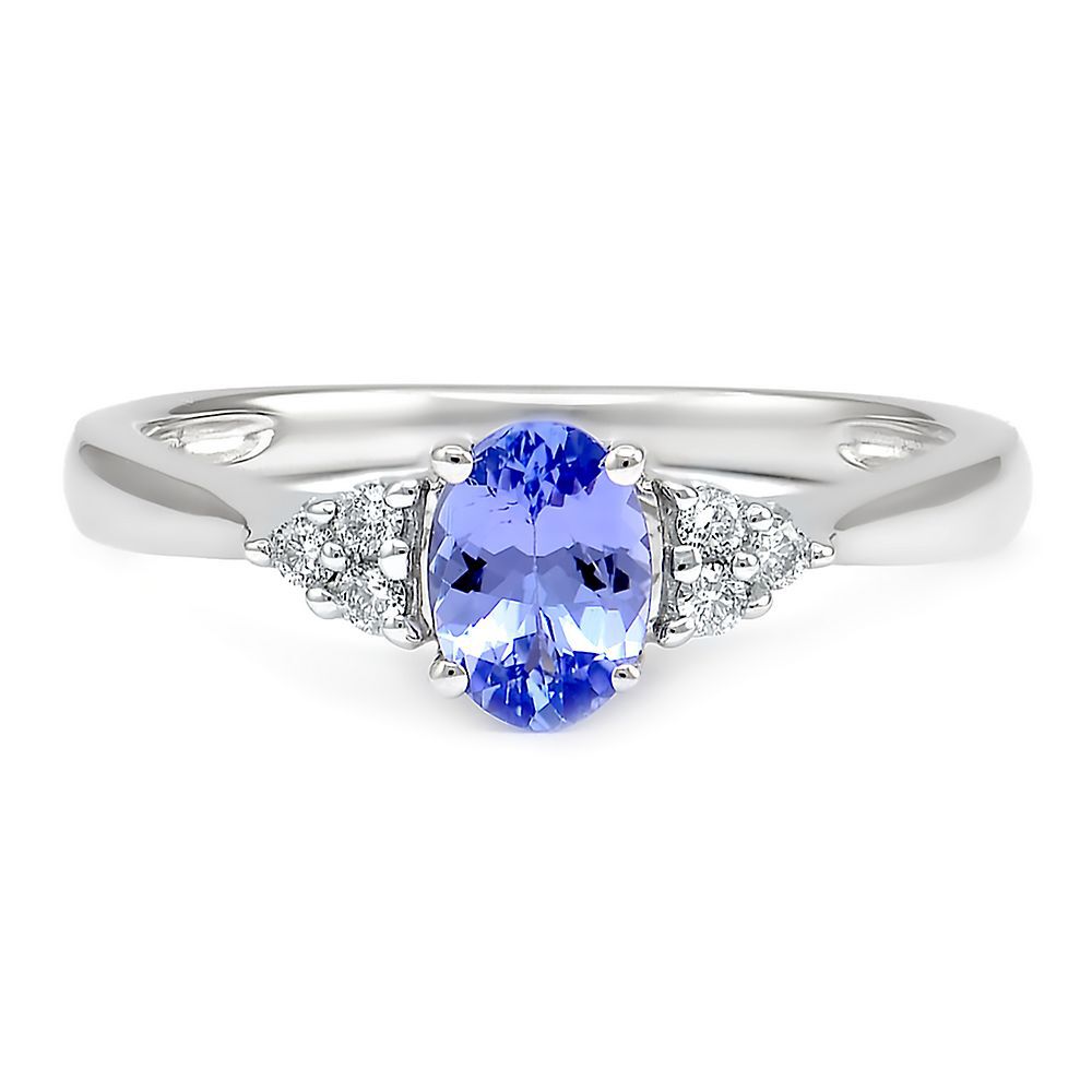 Tanzanite and Diamond Ring in 10K White Gold (1/10 ct. tw.)