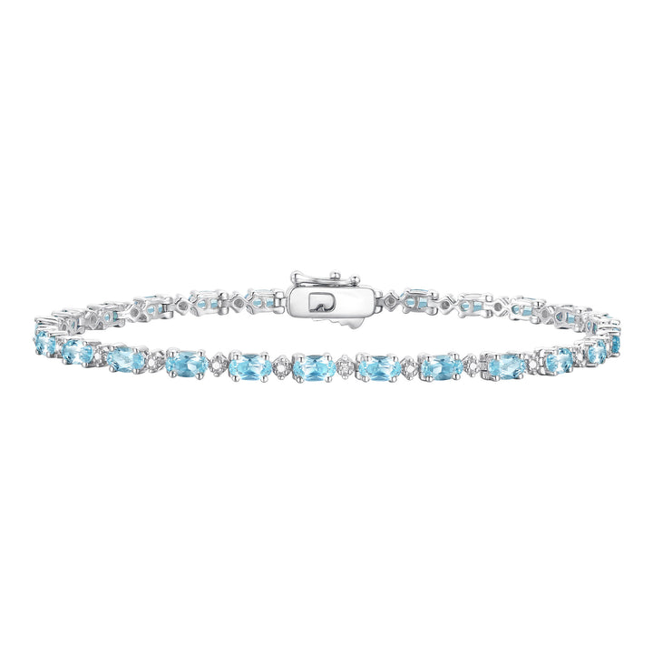Blue Topaz & Diamond Bracelet in Sterling Silver