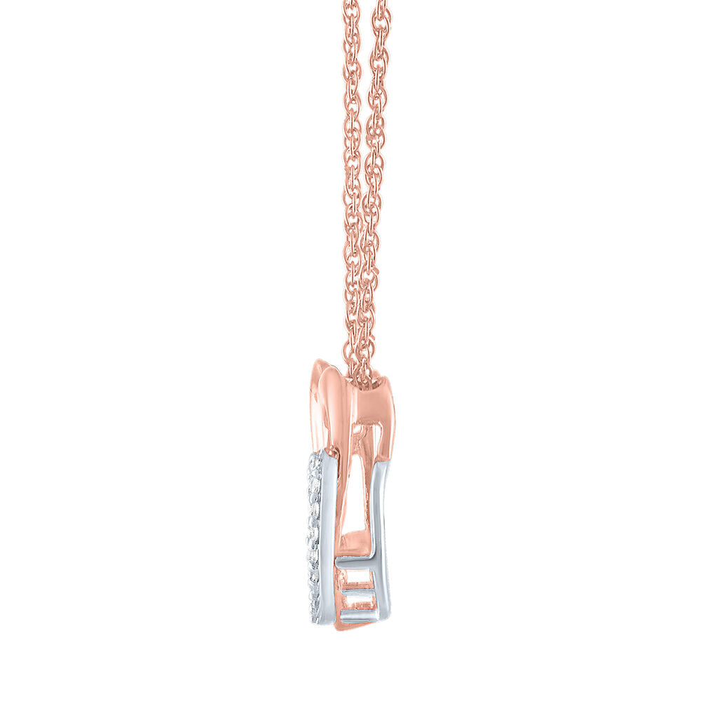 Double Heart Diamond Pendant in 10K Rose Gold (1/10 ct. tw.)