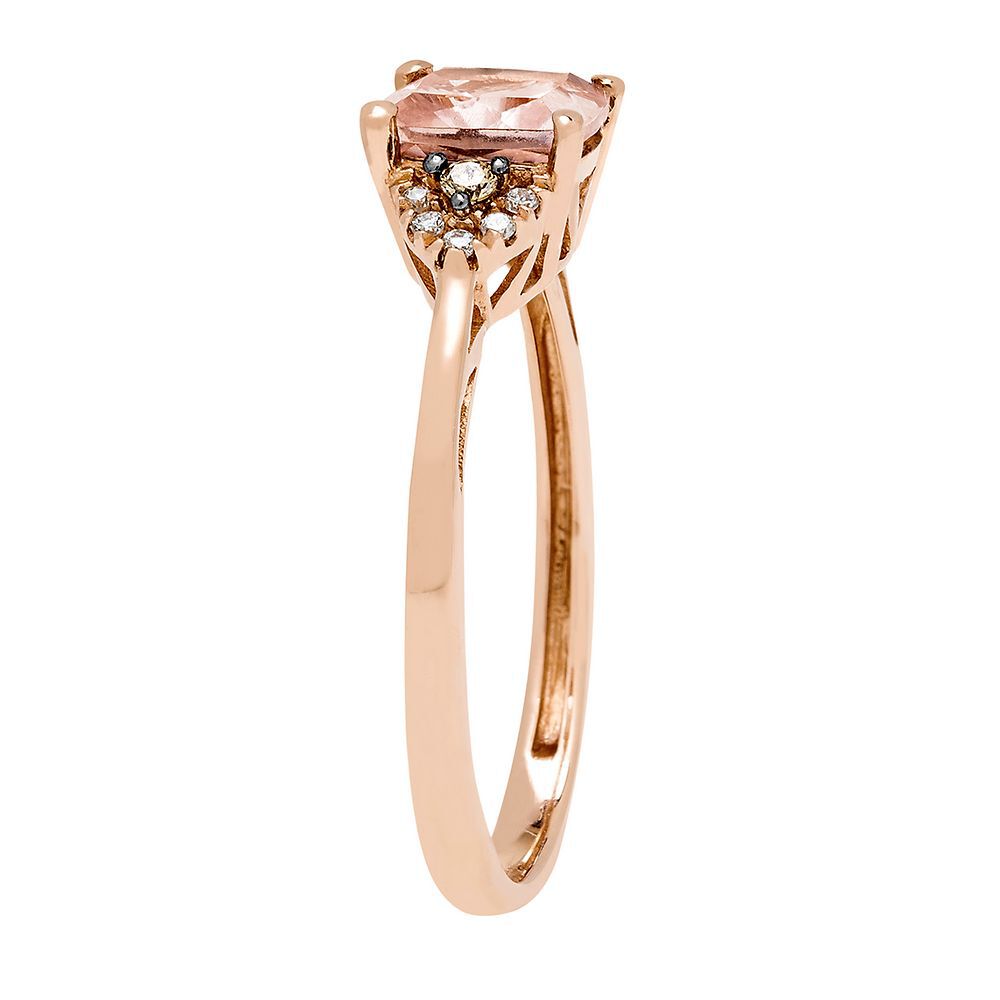 Morganite, Champagne & White Diamond Ring in 10K Rose Gold