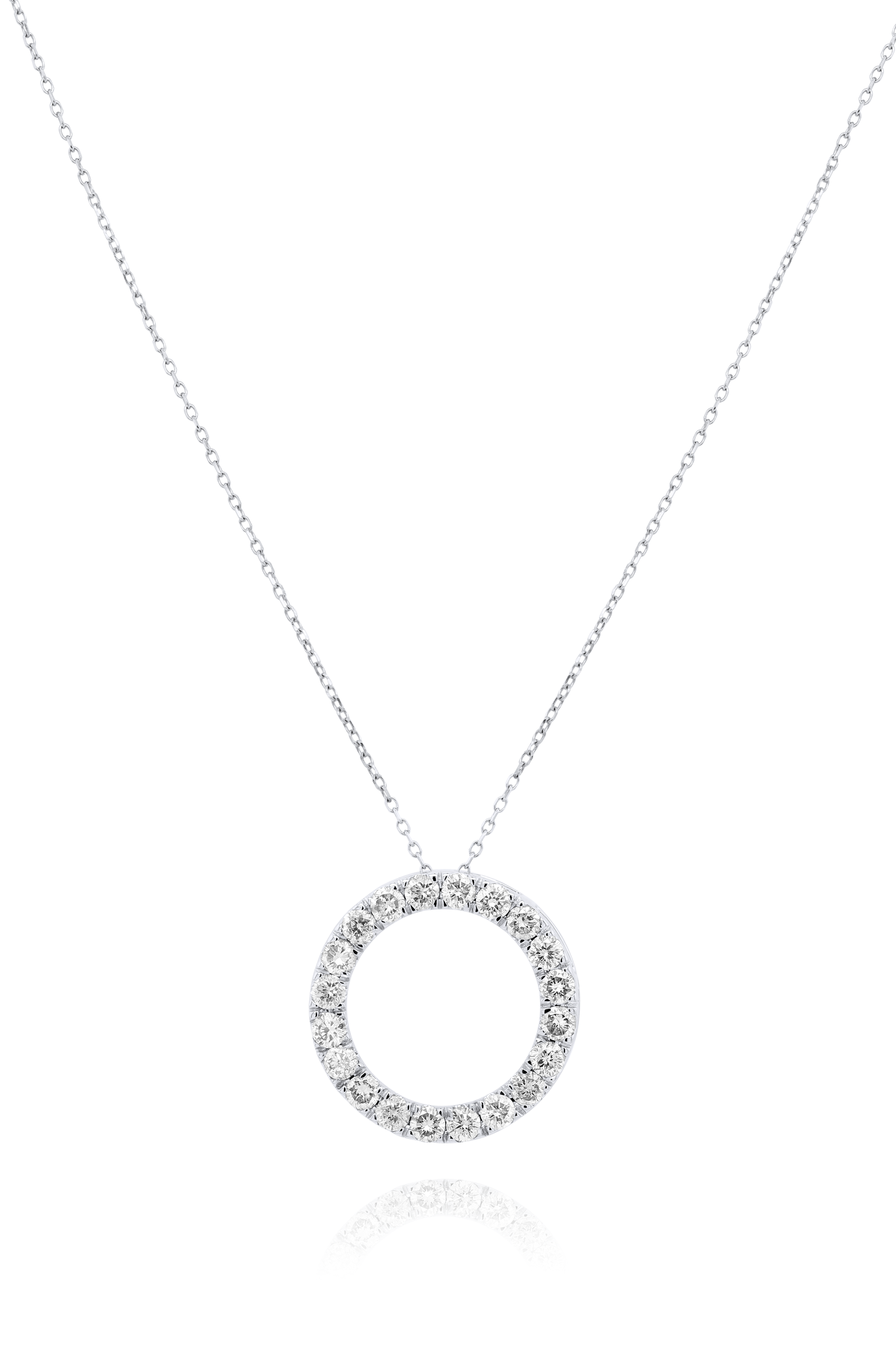 14kt white gold diamond circle hoop pendant with 1.00 cts tw