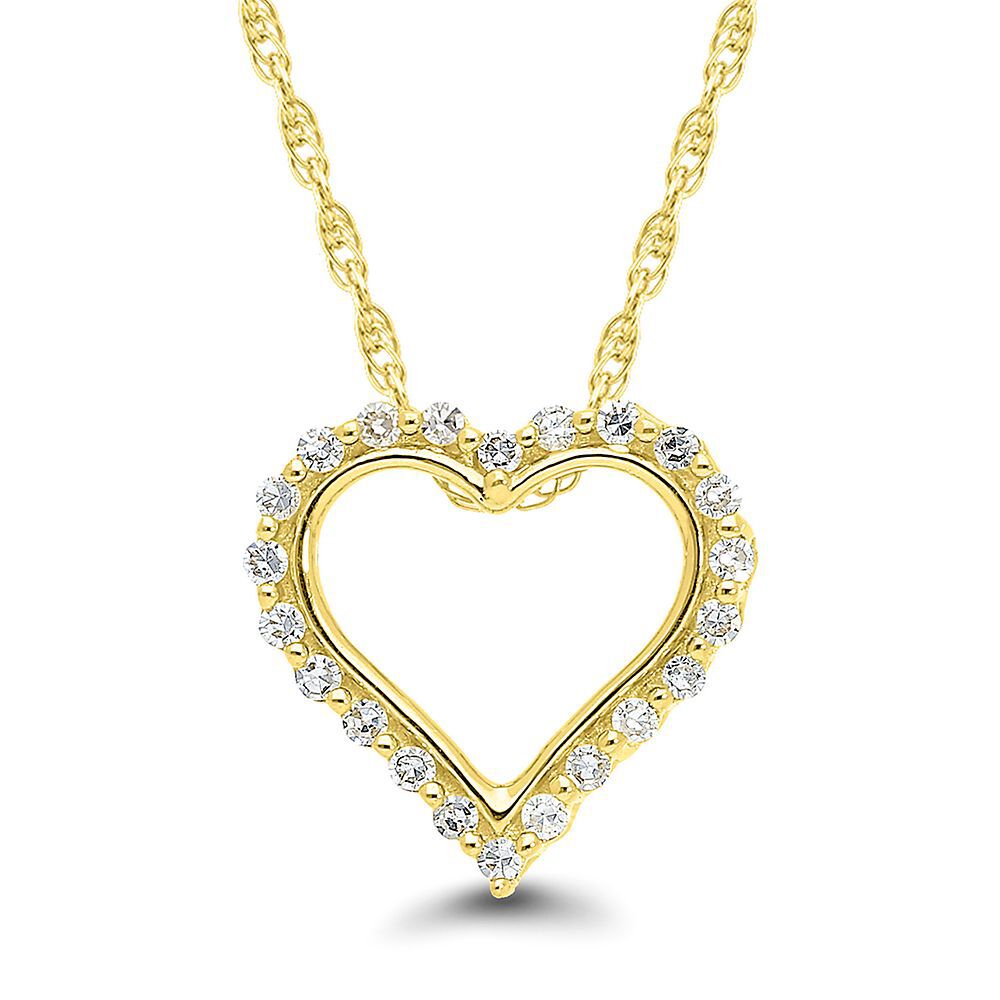 1/10 ct. tw. Diamond Heart Pendant in 10K Yellow Gold