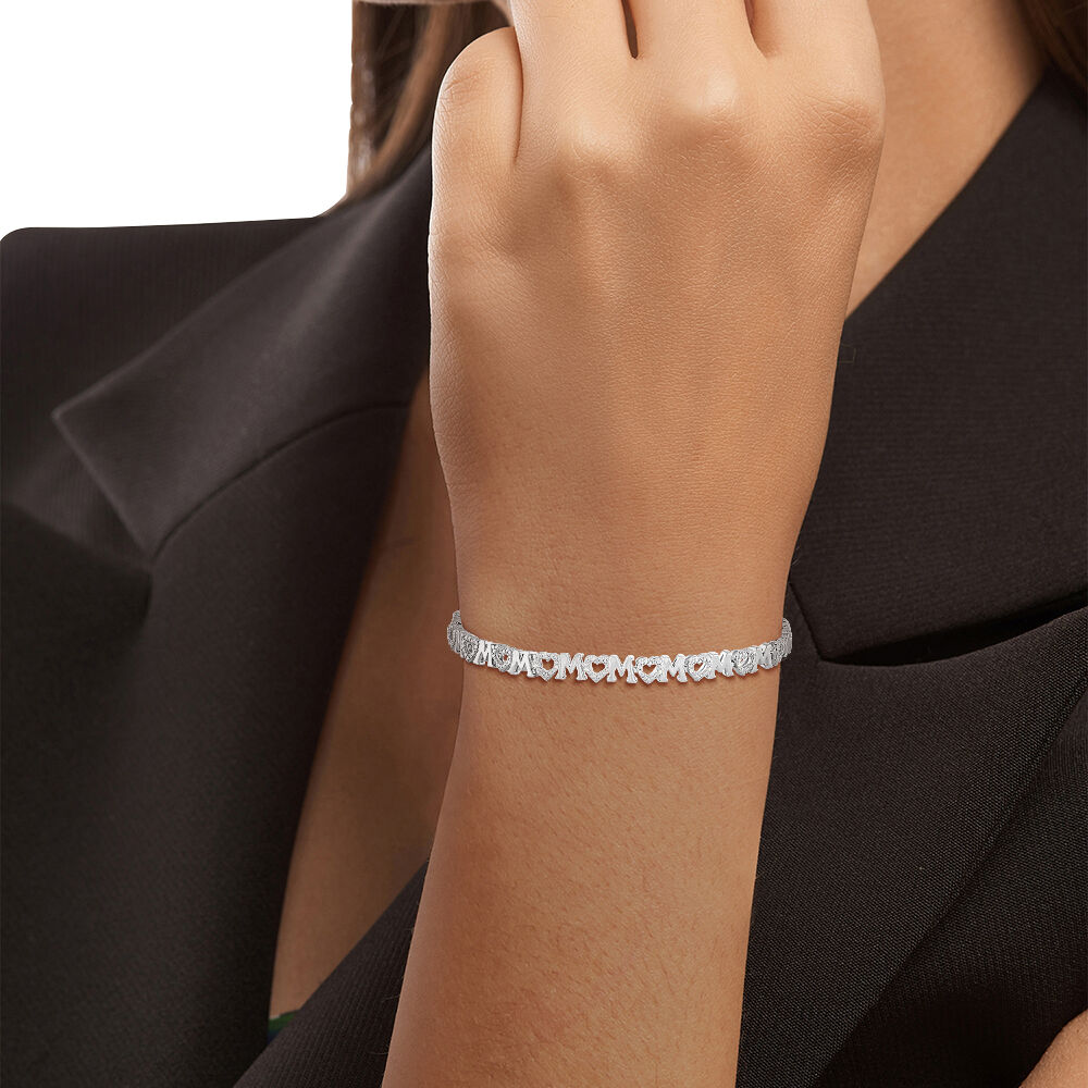 1/10 ct. tw. Diamond Mom Heart Bracelet in Sterling Silver