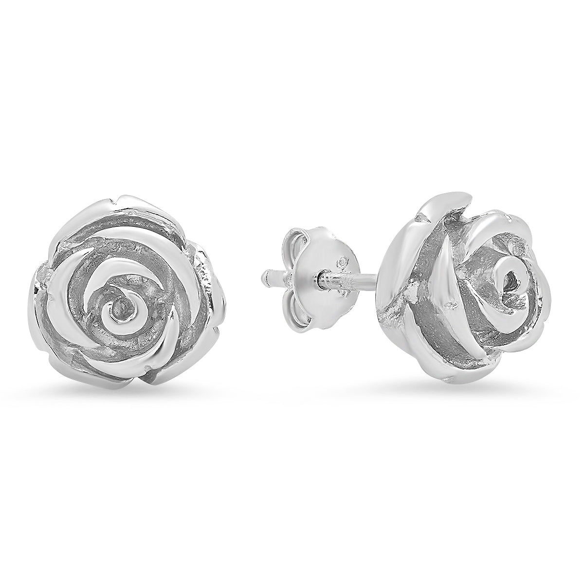 Sterling Silver Rose Stud Earrings
