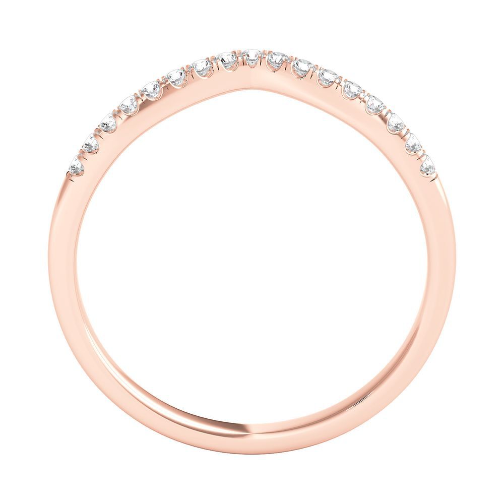 Chevron Wedding Band with Pavé Diamonds in 10K Rose Gold (1/10 ct. tw.)