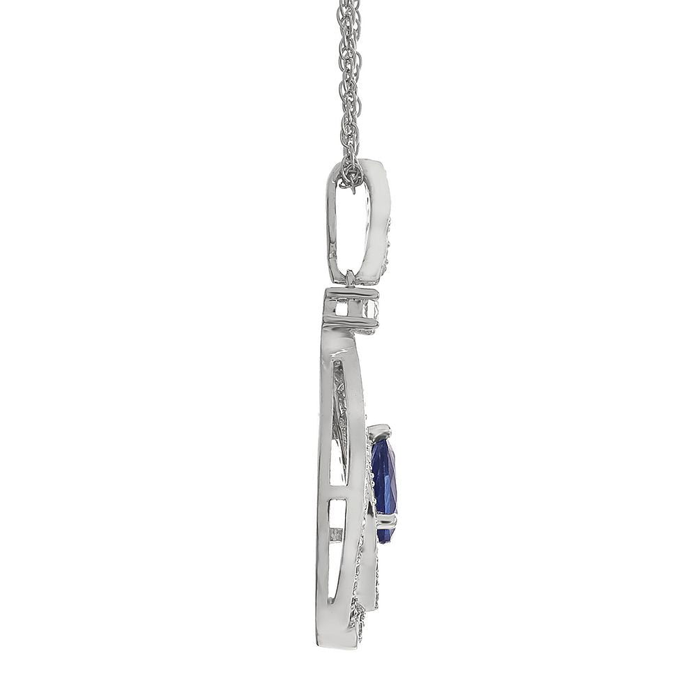 Blue Sapphire & 1/5 ct. tw. Diamond Pendant in 10K White Gold