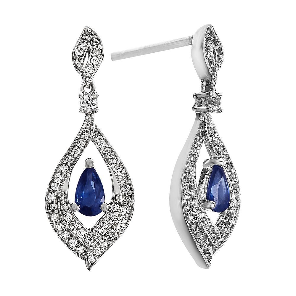 Sapphire & 1/3 ct. tw. Diamond Earrings in 10K White Gold