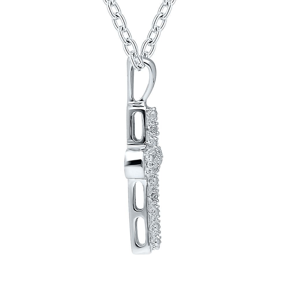 Diamond Cross Pendant in Sterling Silver