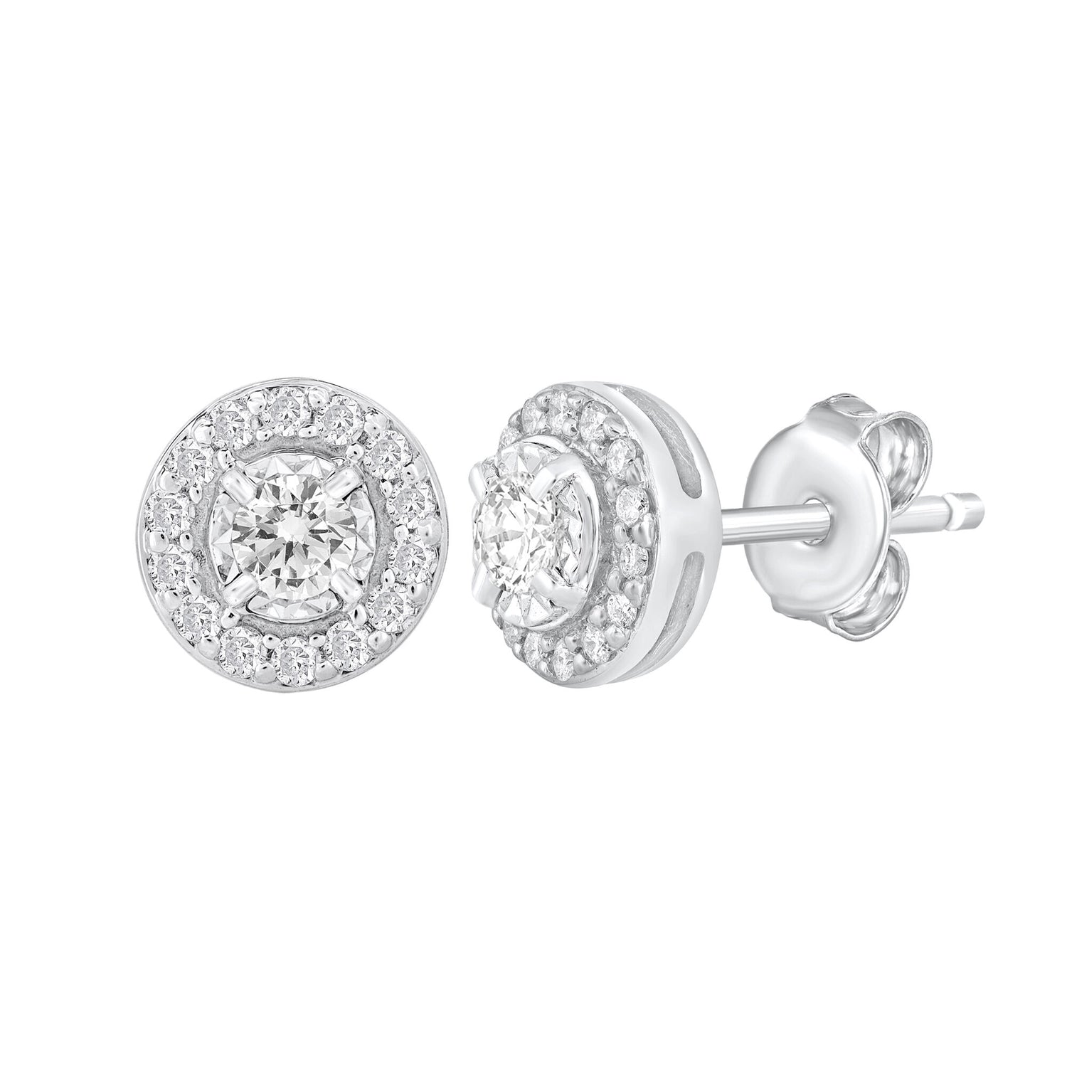 Diamond Solitaire Plus Stud Earrings in 10K White Gold (3/4 ct. tw.)