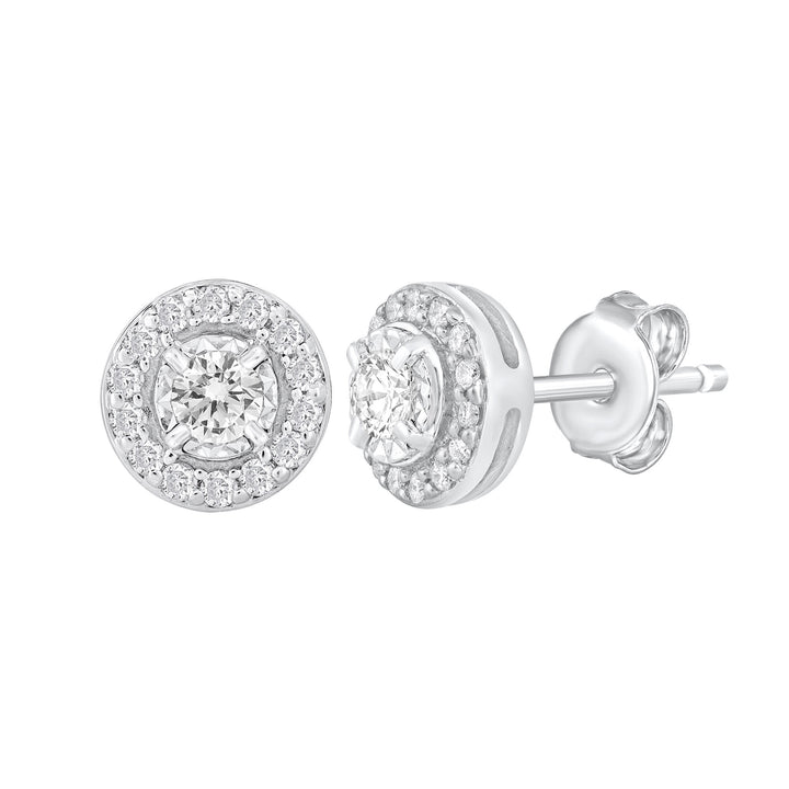 Diamond Solitaire Plus Stud Earrings in 10K White Gold (3/4 ct. tw.)
