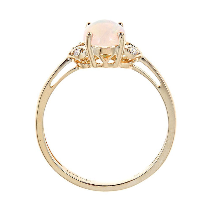 Opal & Diamond Oval Ring in 10K Yellow Gold