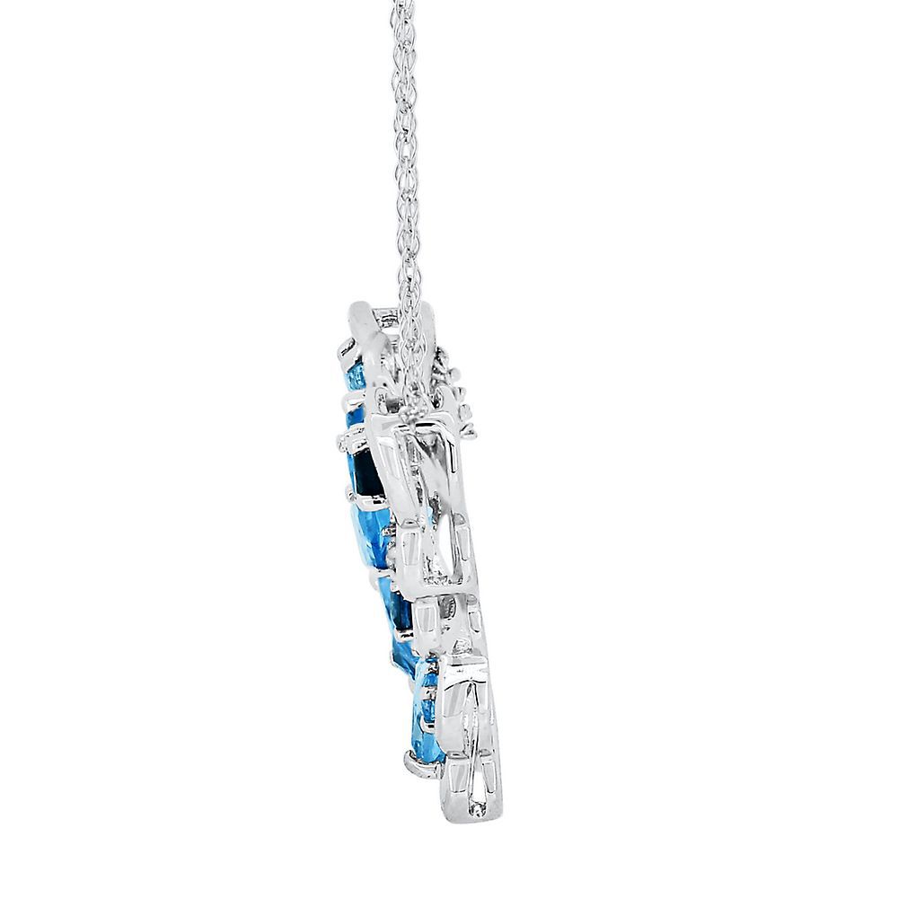 Blue Topaz & Lab Created White Sapphire Butterfly Pendant in Sterling Silver