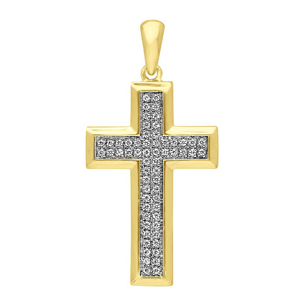 1/4 ct. tw. Diamond Cross Charm in 10K Yellow Gold