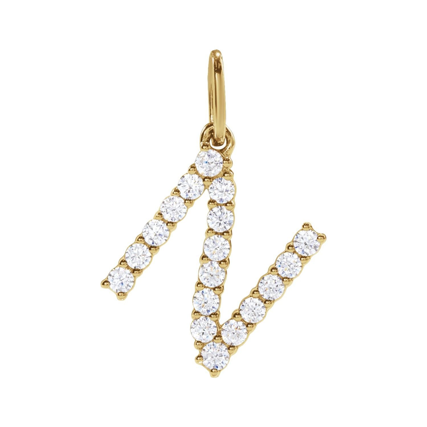 14k Gold 1/4ct Lab-grown Diamond Initial N Pendant