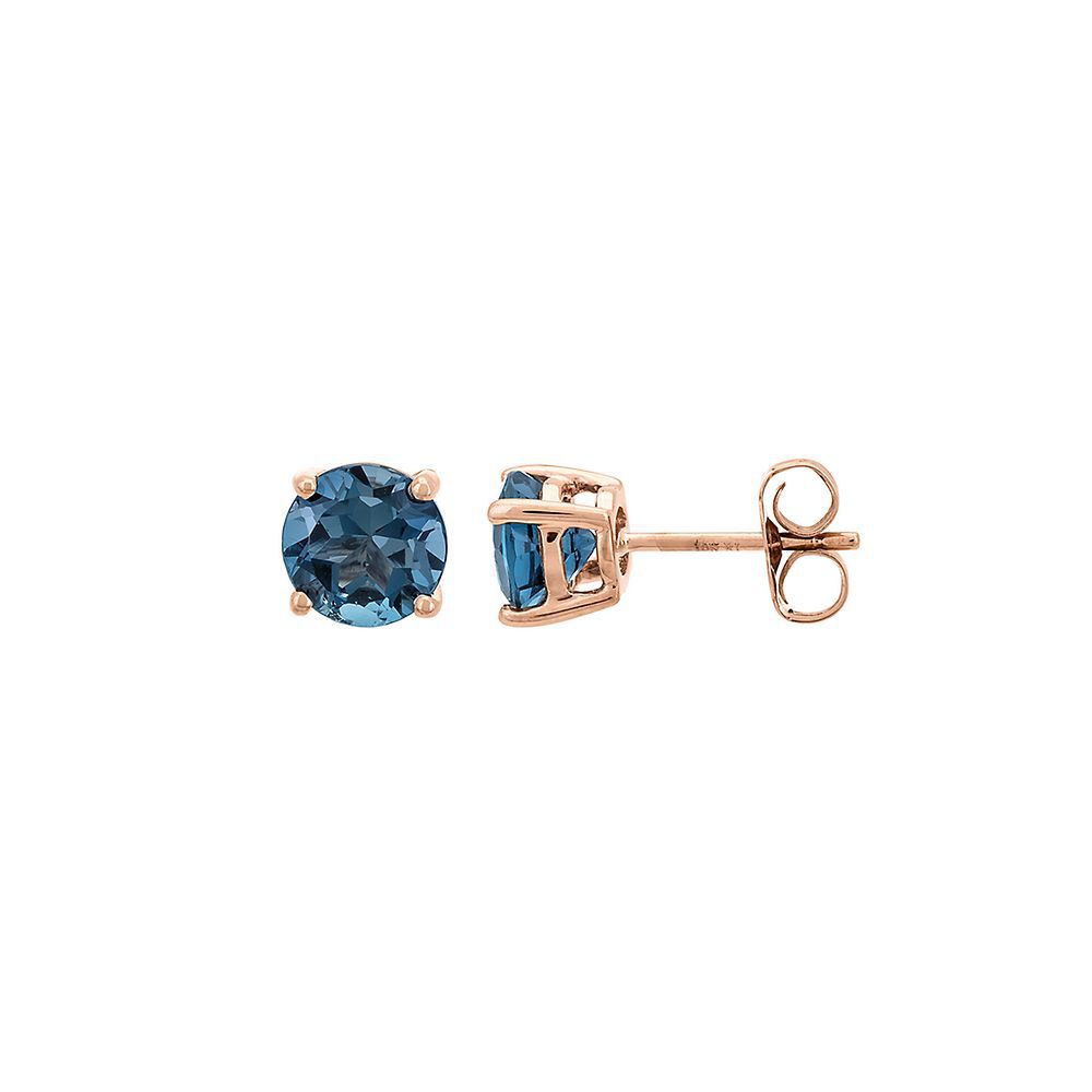 Blue Topaz Stud Earrings in 10K Rose Gold