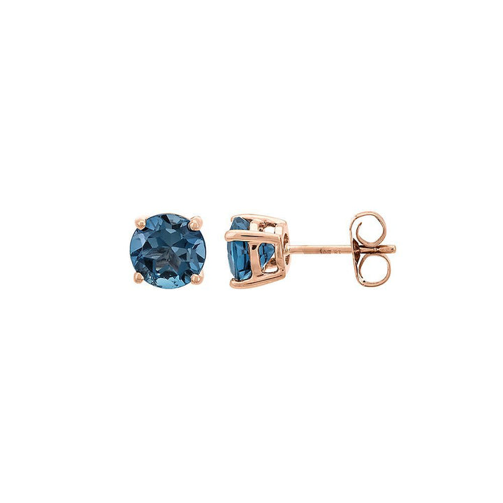 Blue Topaz Stud Earrings in 10K Rose Gold