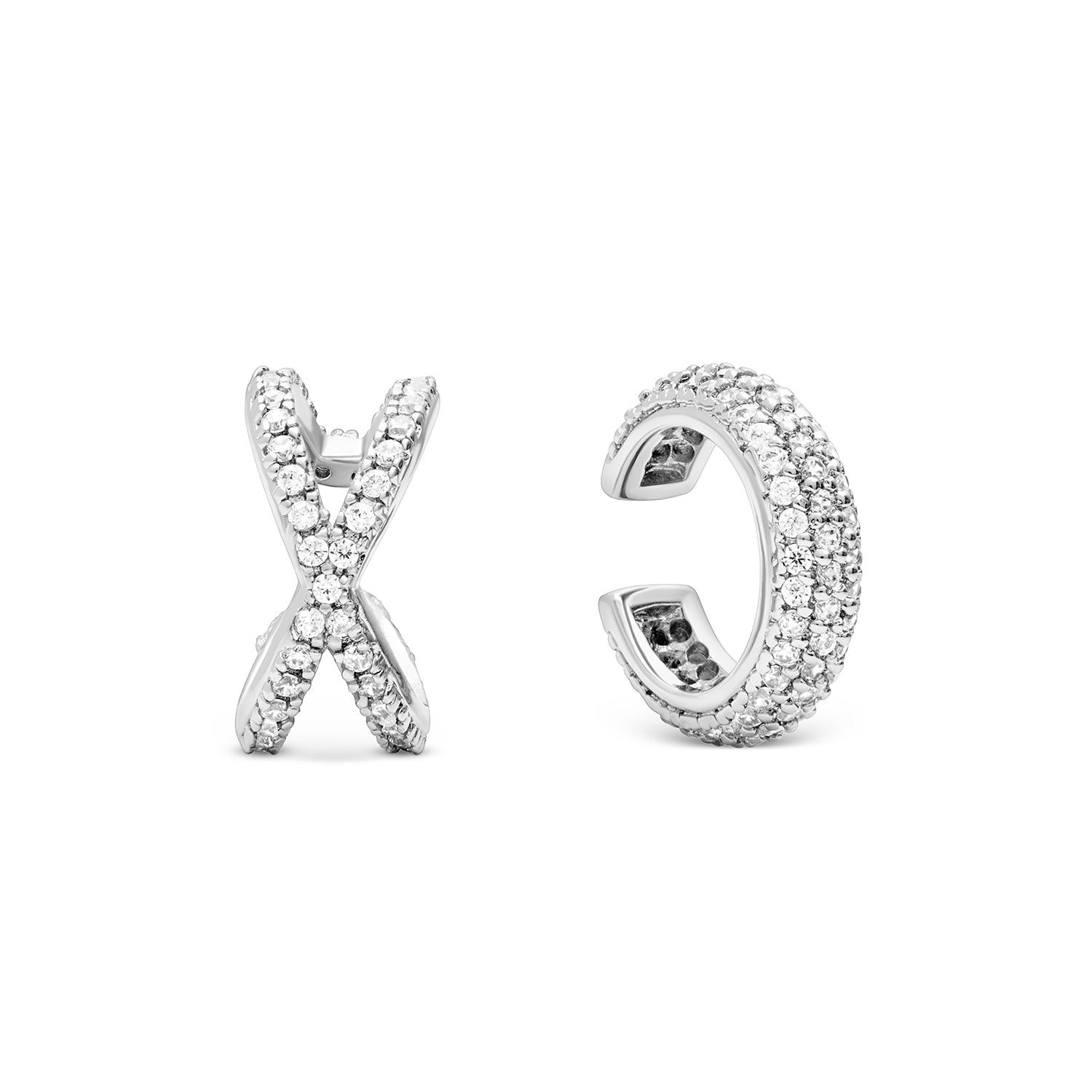 Spotlight Pavé Ear Cuff Stack (Silver)