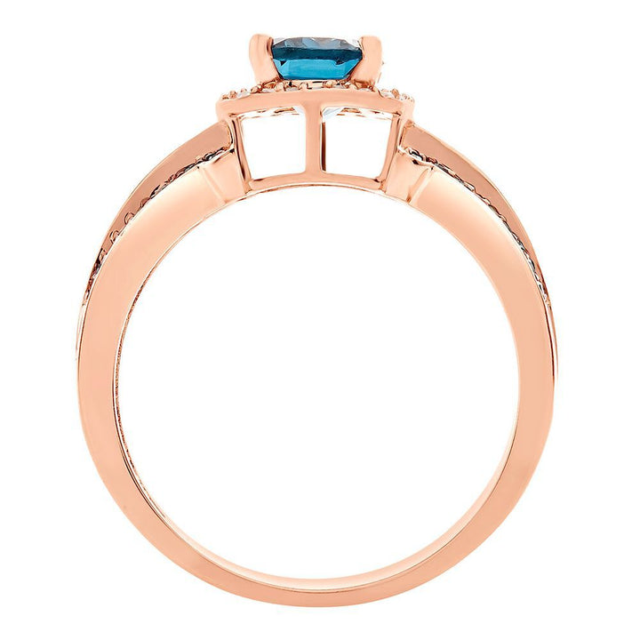 London Blue Topaz & 1/3 ct. tw. White & Blue Diamond Ring in 10K Rose Gold