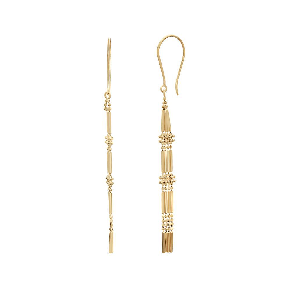 Beaded Dangle Earrings in 14K Yellow Gold